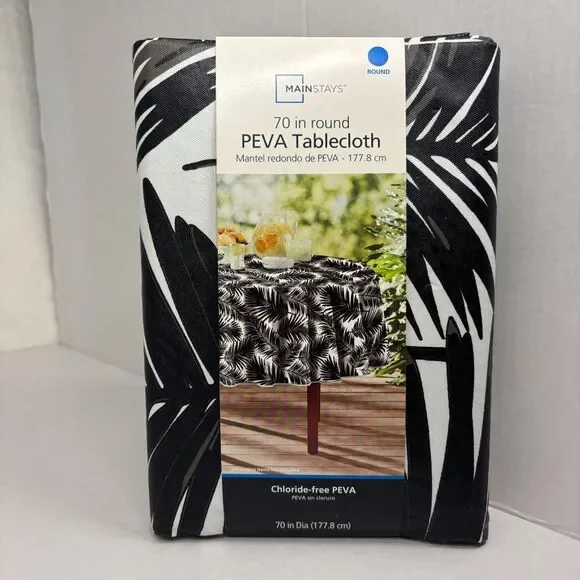 Mainstays Black Palm Leaf Tablecloth | New With Tags