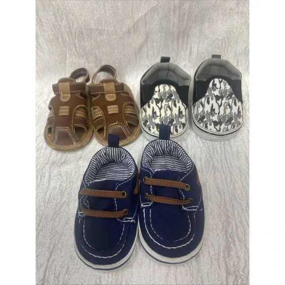 Infant‎ Baby Boy Shoes Lot Set Of  3 Size 3 Months