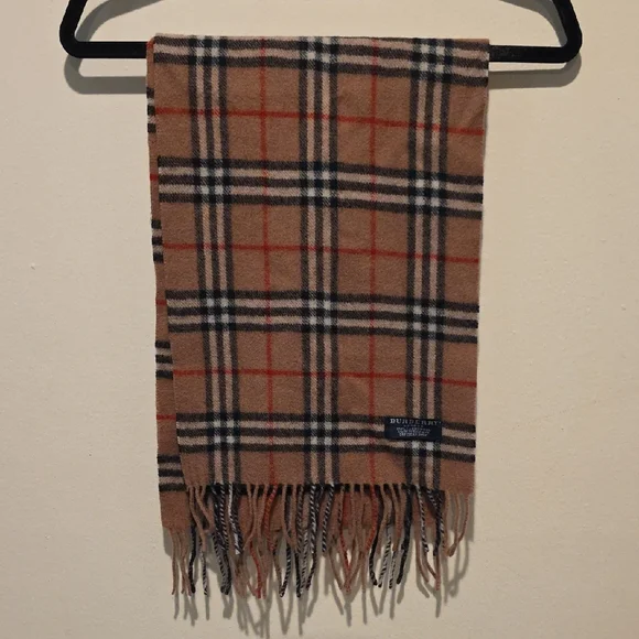 Burberry Classic Tan and Black Plaid Scarf