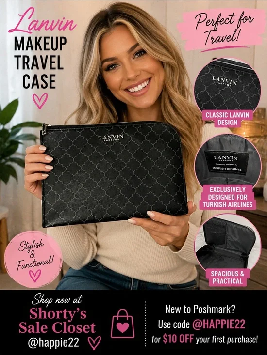 Lanvin Black Signature Pattern Makeup Travel Case