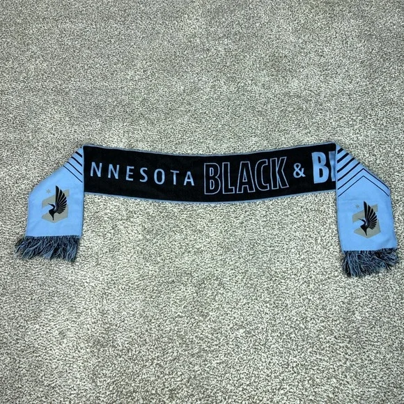 Minnesota United FC Scarf One Size Blue Black MLS Soccer Loons Slogan Supporter