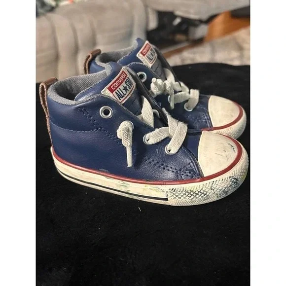 Converse Chuck Taylor All Star‎ Street Mid Navy Leather Infant Shoes 6 758186C