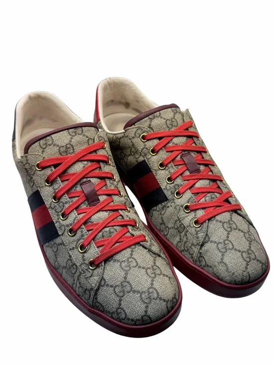 Gucci Ace GG Supreme Web Sneakers Men’s Size 11 Made in Italy Red Navy
