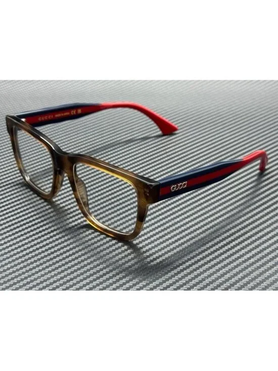 New Gucci Men Havana Blue Eyeglasses 53-19-145