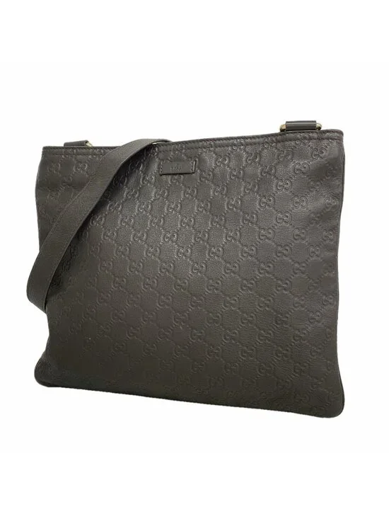 Gucci Shoulder Bag Guccissima Leather Dark Brown Champagne Gold