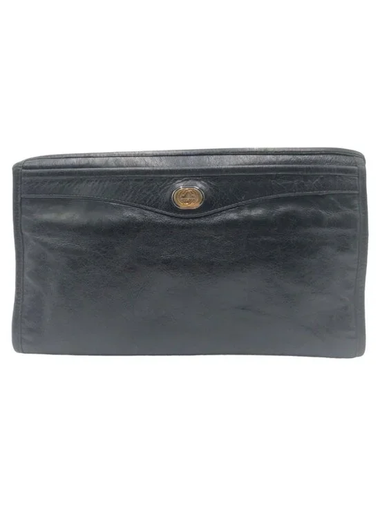 Gucci Interlocking Black Leather Clutch Bag