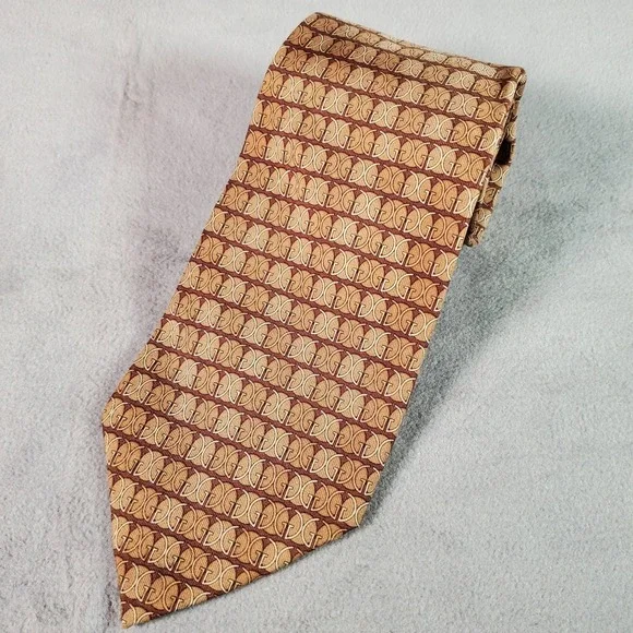 Gucci Tie Mens Brown Beige GG Monogram Silk Made In Italy Designer Luxury Office