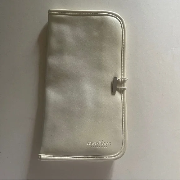 Smashbox white makeup brushes foldover bag travel pouch