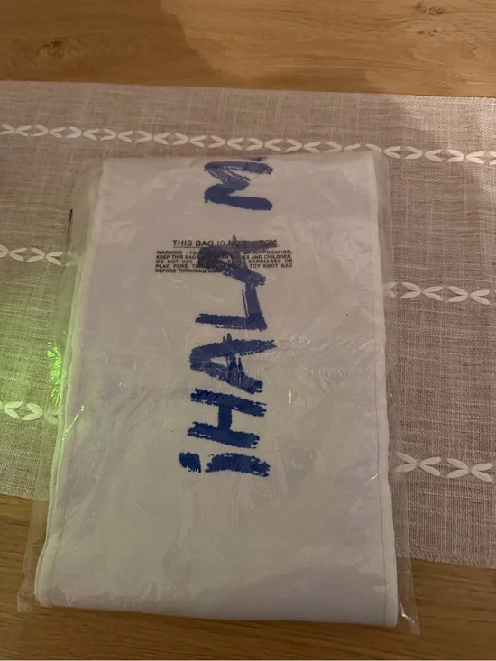 Hala Madrid Men’s White Scarf with Blue Script Logo