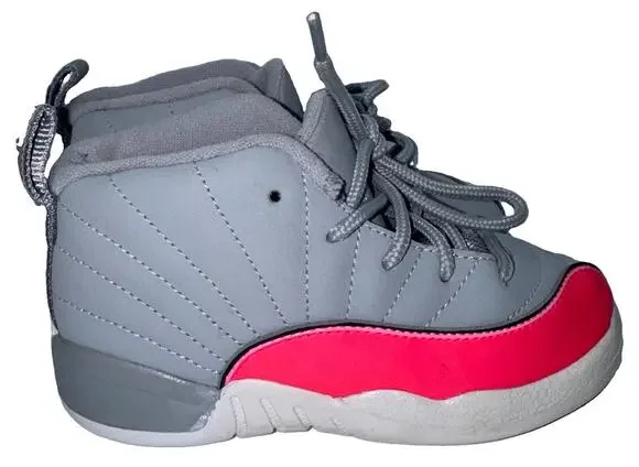Air Jordan 12 Retro Racer Pink Wolf Grey Toddler 9C 819666-060 Shoes