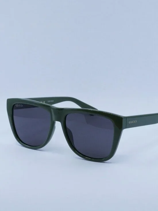 Sunglasses Gucci GG1345S 007 Sunglasses Green Square Frame, Grey Lenses