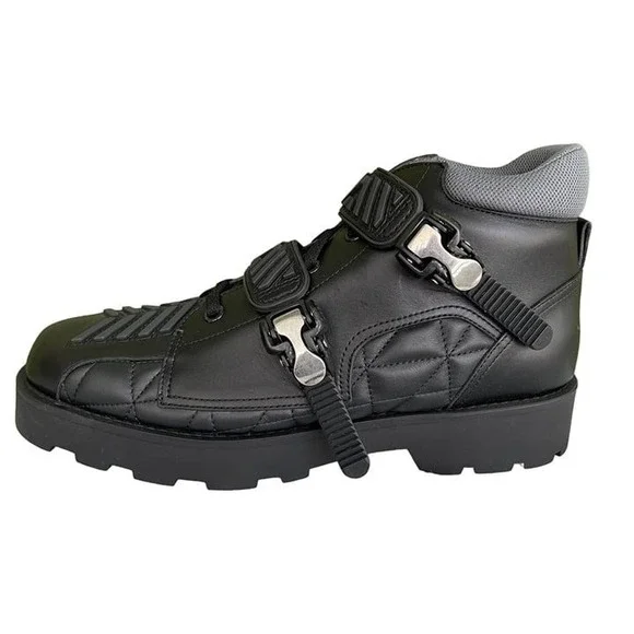 Gucci 718665‎ Black Leather Quebec Hi-top Calf Men's Sneakers Shoe, Size G 11