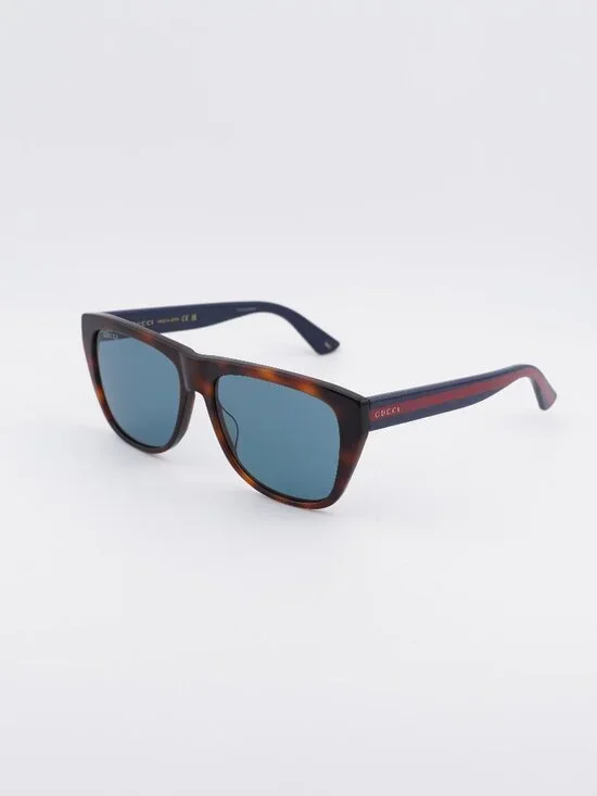 Gucci GG0926S 001 Sunglasses Havana Square Frame, Blue Lenses