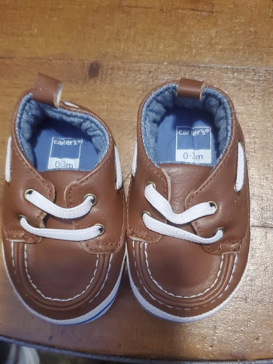 Carter's Brown and White Faux-Leather Baby Boat Shoes