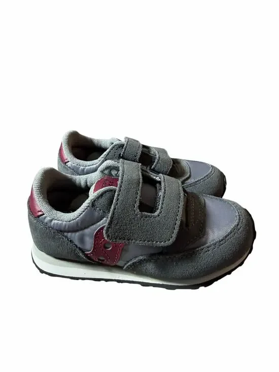 Saucony Boy's Original Jazz Hook & Loop Toddler Size 8.5 Grey/Burgundy NEW