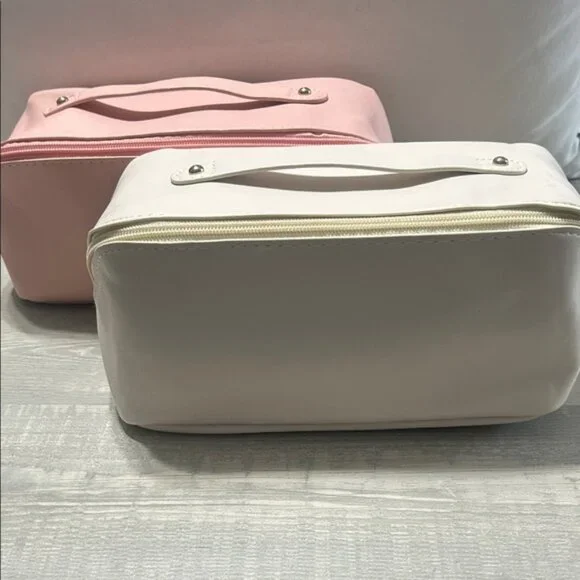 NEW Large Travel Makeup Bag - Pink or Cream
