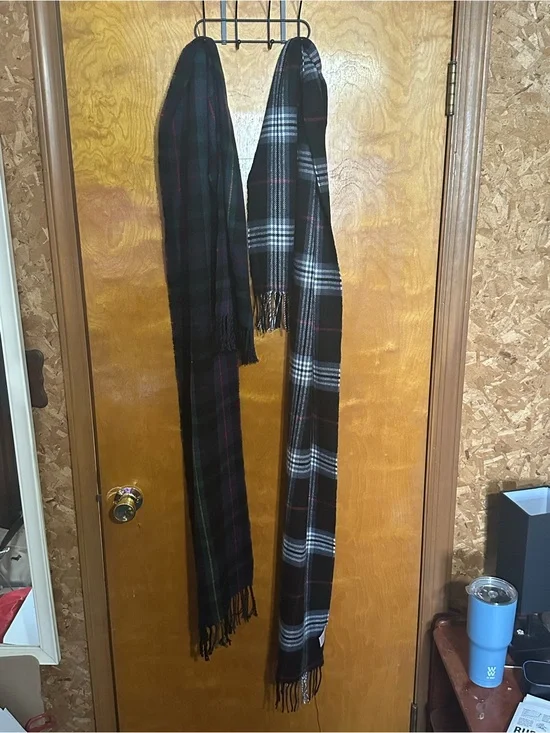 Two Black Plaid Men’s Scarves - Classic Winter Accessories