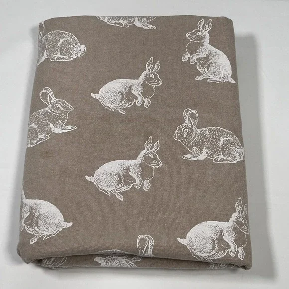 Well Dressed Home Tablecloth Easter Bunny Rabbit Rectangular 60x76Tan Natural