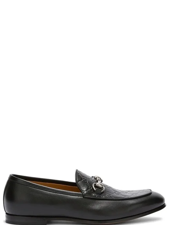Gucci Black Leather Horsebit Embossed Loafers 9.5 42.5 $990
