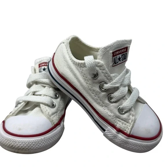 Converse Chuck Taylor All Star Low Top White Canvas Infant Sneakers Size 5 7J256