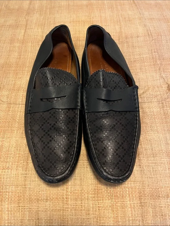 Men’s GUCCI Damo Diamanté Navy Blue Loafers SZ 13
