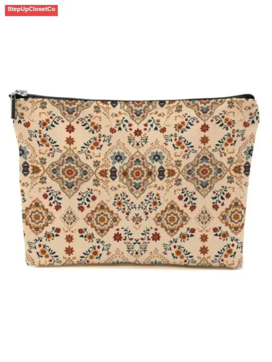 Boho Floral Cosmetic Bag Zipper Pouch Travel Makeup Organizer for Women