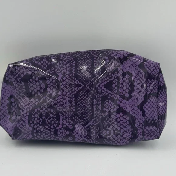 Estee Lauder Cosmetic Bag Pouch Purple Animal Print Snakeskin‎ Zipper Logo