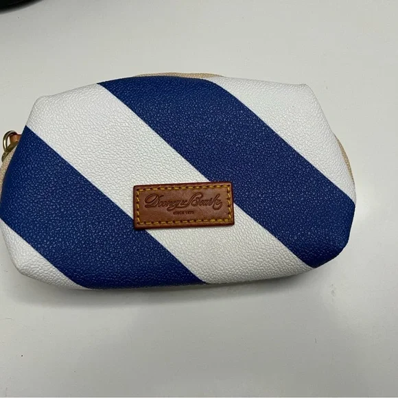 Dooney & Bourke Nautical Striped Coated Canvas Cosmetic Pouch Blue White Pouch
