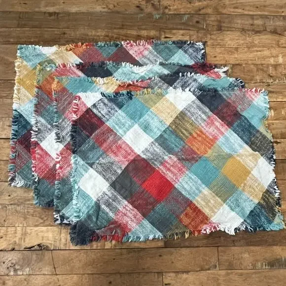 Threshold Cotton Multi-Color Woven Plaid Placemats 18