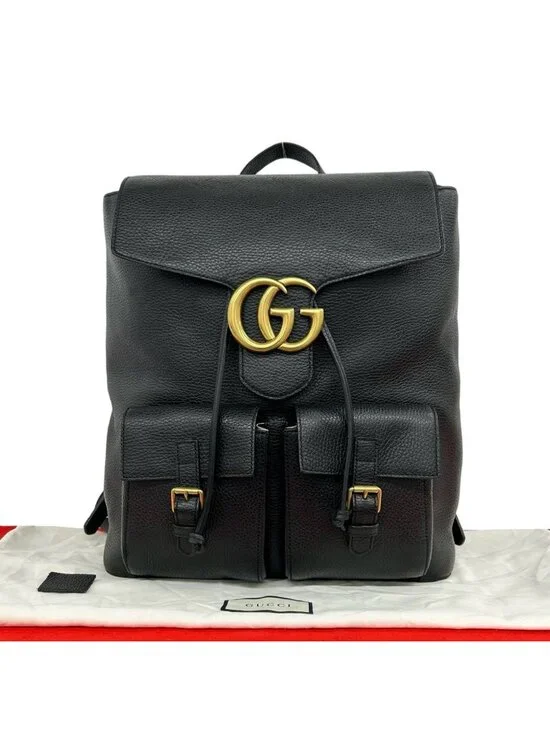 Gucci GG Logo Leather Backpack Black