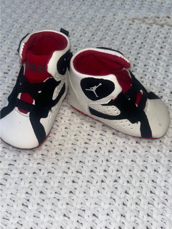 Jordan Baby High-Top Shoes in White, Black & Red