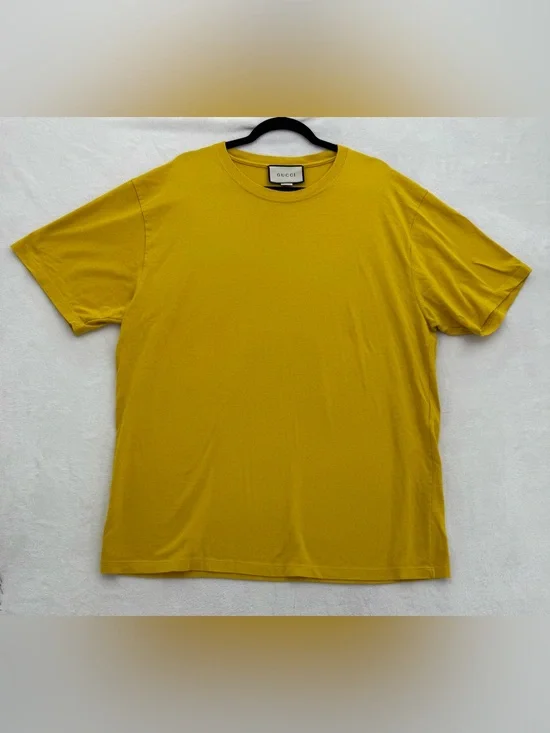 Gucci Crewneck T-Shirt Mens Size XL Yellow Short Sleeve Cotton