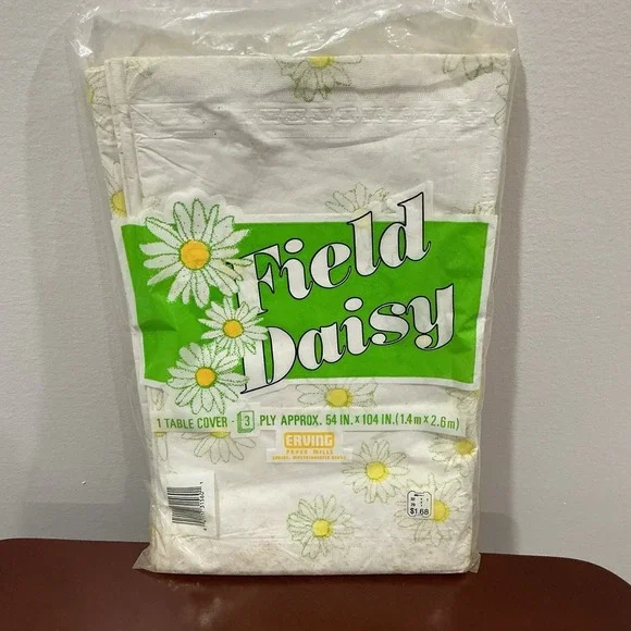 Vintage Field Daisy Paper Table Cover White Flower Floral 54