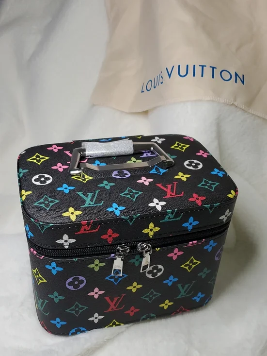 Lv  Multicolor Monogram Cosmetic Case on Black