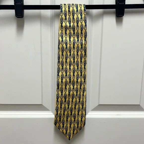Paolo Gucci Classico Yellow and‎ Blue Equestrian Tie