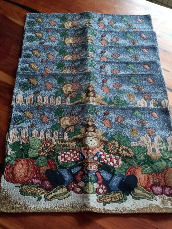 Vintage Happy Harvest Woven Tapestry Placemats - Set of 6