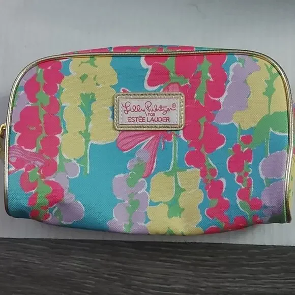 Lilly Pulitzer for Estee Lauder Floral Cosmetic Makeup Bag Case Weekend Travel