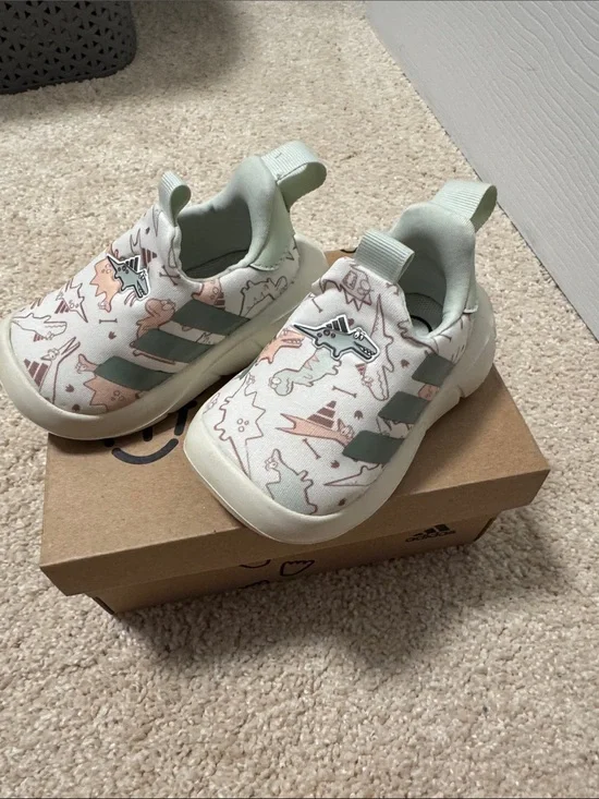 Adidas Kids Slip-On Sneakers in Light Green Dino Print