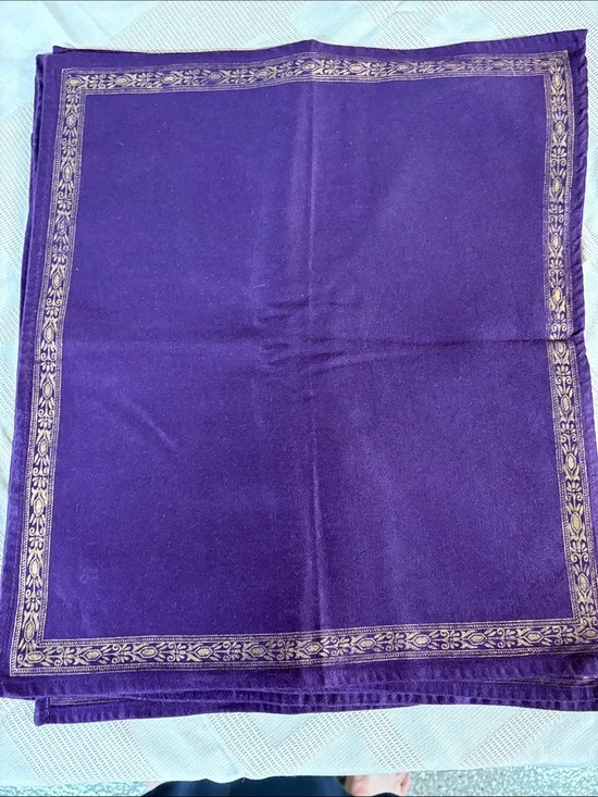 (8) Purple Decorative Scarf or Table Linen with Gold Trim