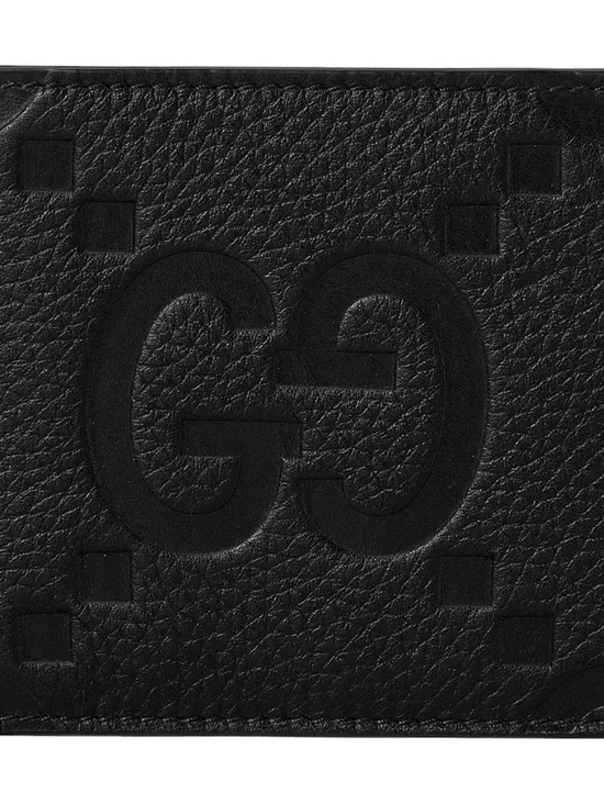 100% Authentic GUCCI Jumbo GG Leather Folded Wallet 739475 - Black!