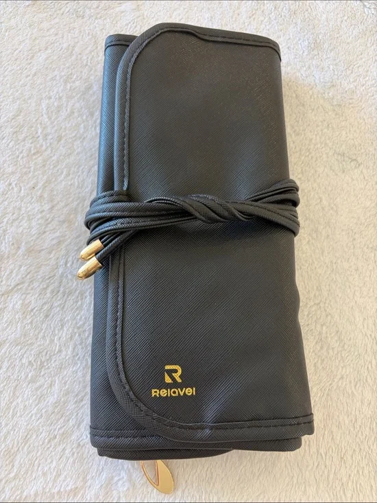 Relavel Black Travel Makeup Brush Roll Case