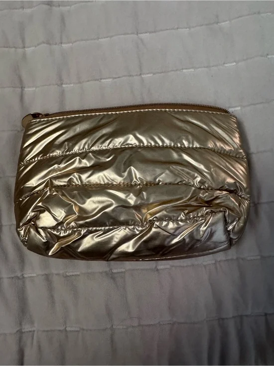 Metallic Gold Quilted Cosmetic Pouch