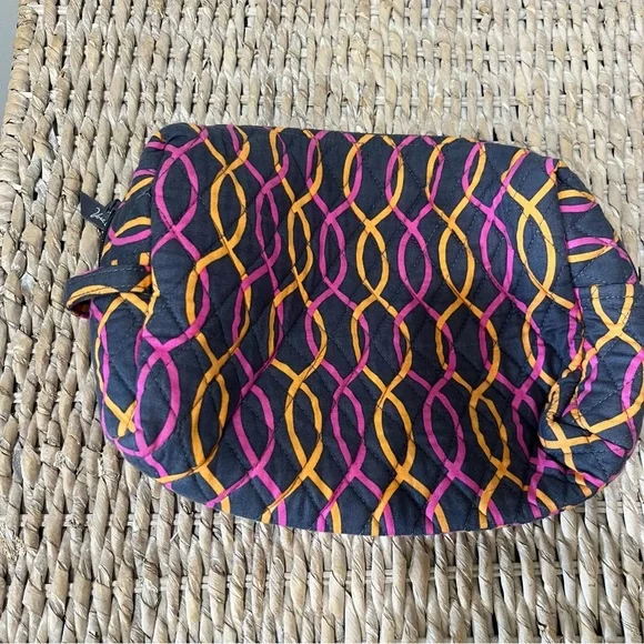 VERA BRADLEY‎ Woman's Floral Geometric Cosmetic Makeup Bag Orange Pink Gray.