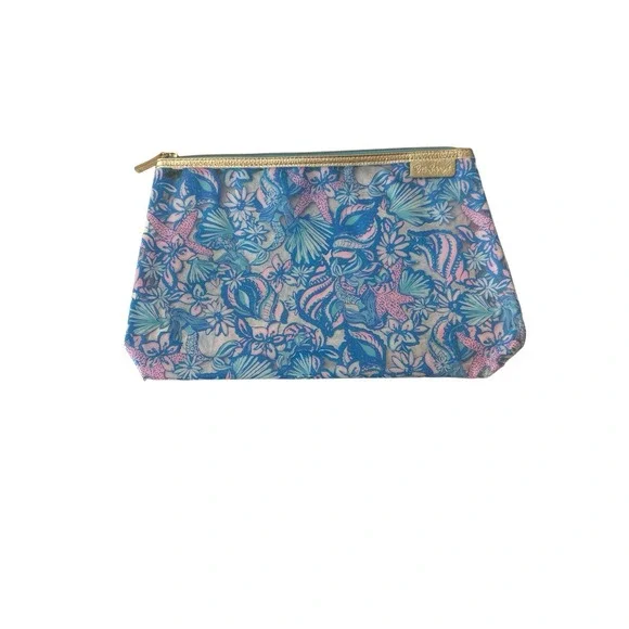 Lilly Pulitzer Makeup Case Travel Toiletries Bag‎ Clear Plastic Floral NWOT