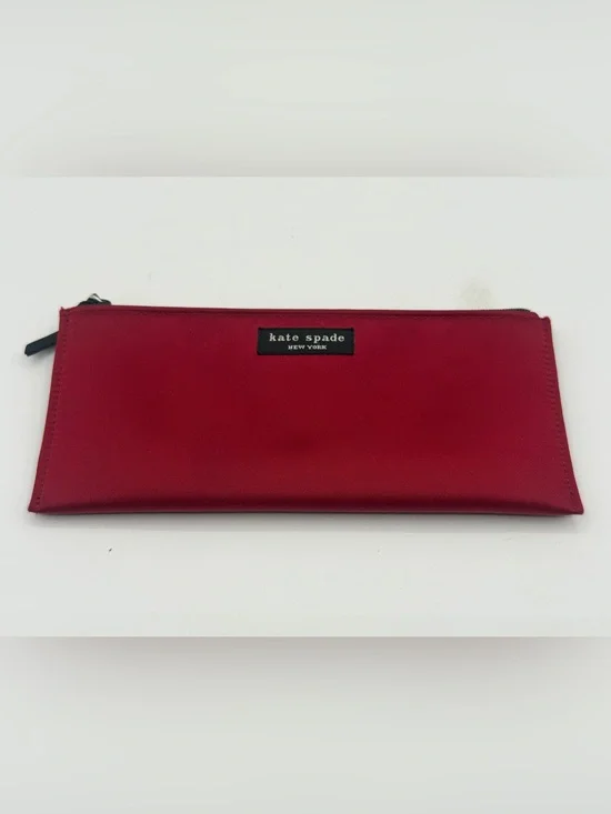 Kate Spade Red Canvas Top Zip - Cosmetic Bag Pouch Clutch