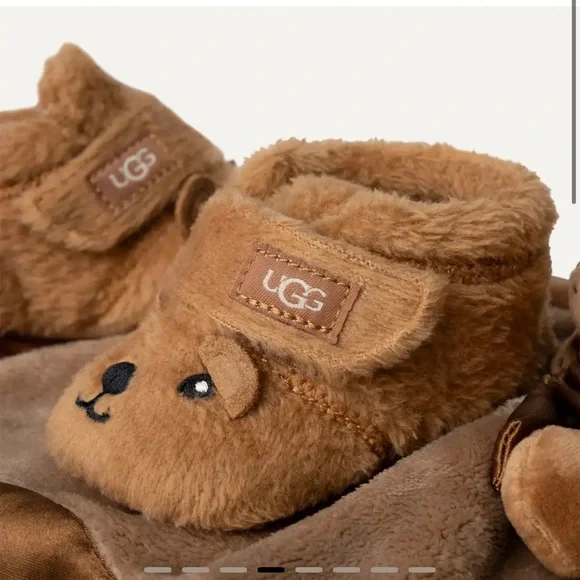 UGG Toddler Brown Bear Plush Booties