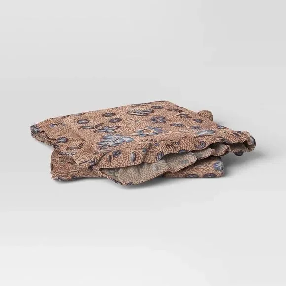 Threshold Block Print Ruffle Cloth Napkins Set of 2 Decorative Table New