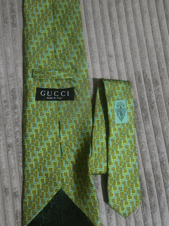 Gucci Green Geometric Silk Tie