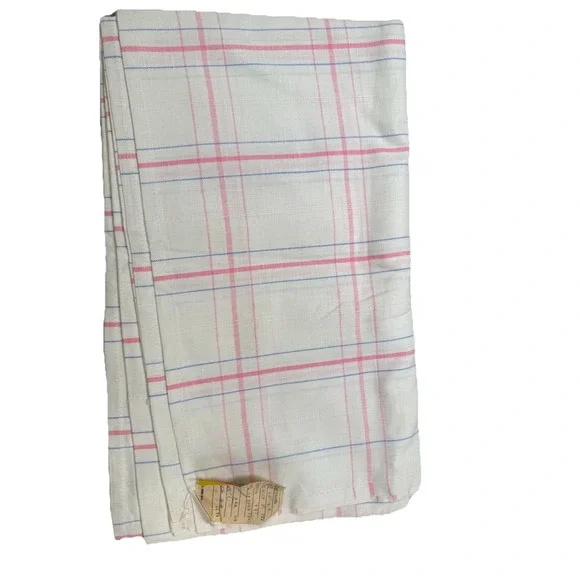 NEW VTG WhitePink Striped‎ linen tablecloth handmade Eastern Europe 84x70