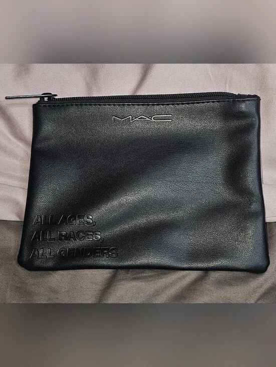 MAC Cosmetics Black Embossed 'All Ages All Races All Genders' Makeup Pouch